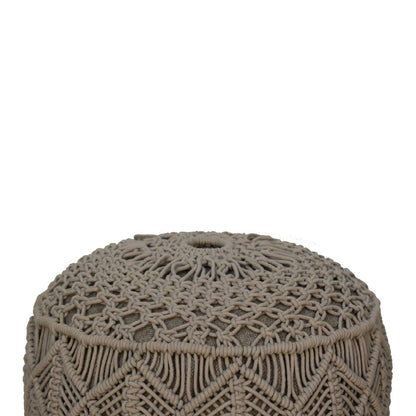 Crotchet Grey Footstool. 100% Solid Mango Wood