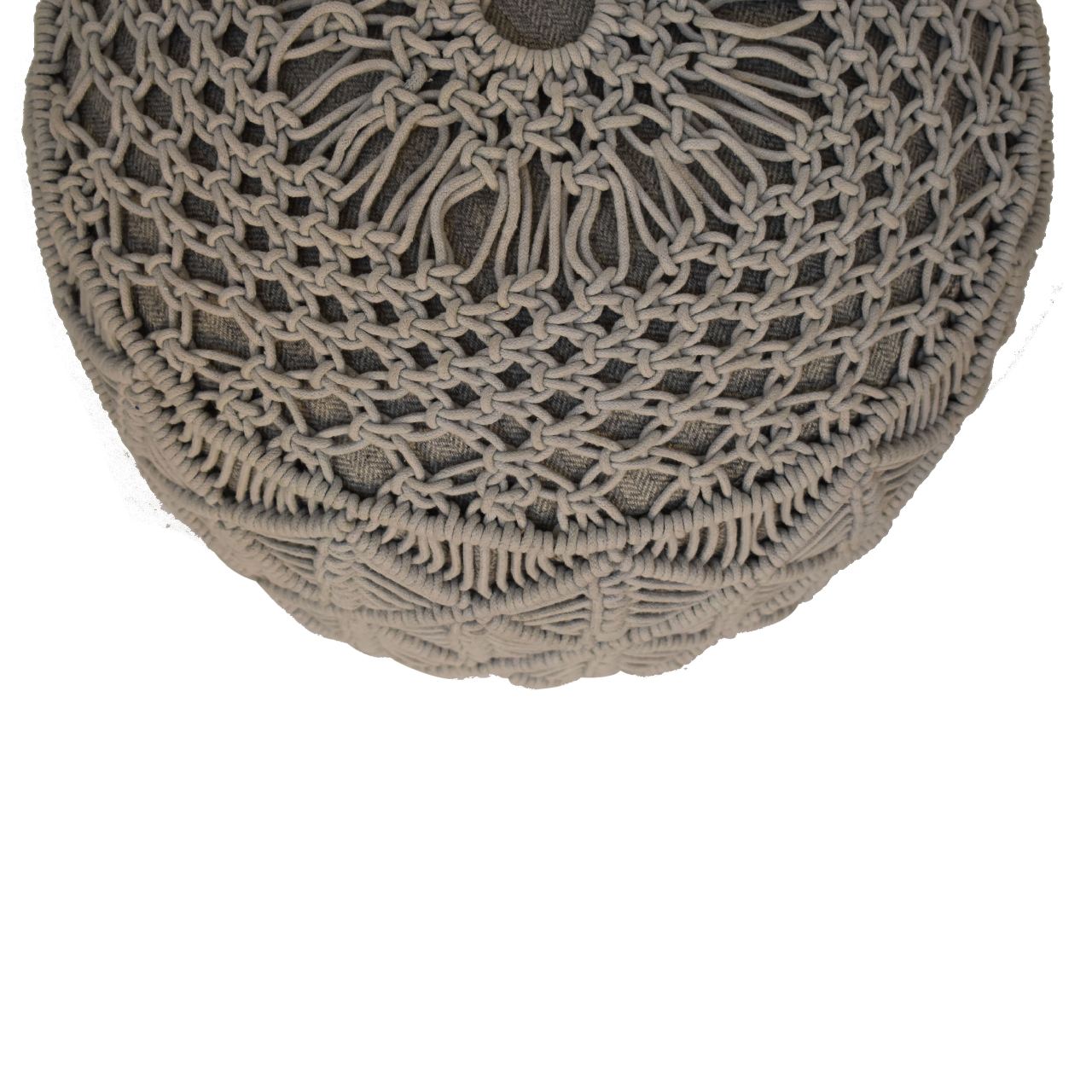 Crotchet Grey Footstool. 100% Solid Mango Wood