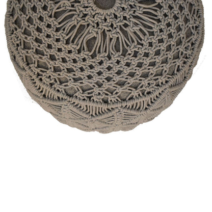 Crotchet Grey Footstool. 100% Solid Mango Wood