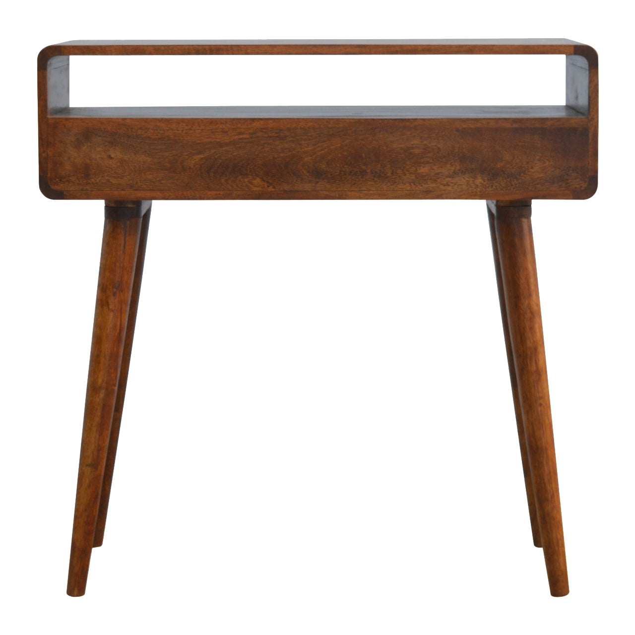 Curved Chestnut Console Table. 100% Solid Mango Wood