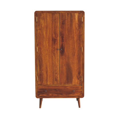 Curved Chestnut Wardrobe 100% Solid Mango Wood