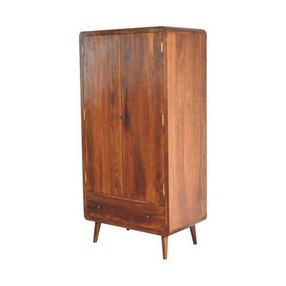 Curved Chestnut Wardrobe 100% Solid Mango Wood