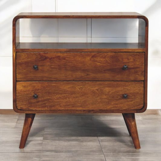 Curved Nordic Charm Console. 100% Solid Mango Wood