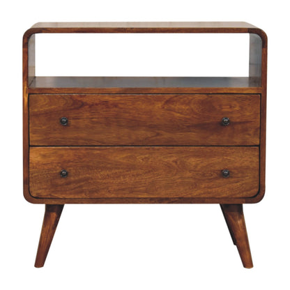 Curved Nordic Charm Console. 100% Solid Mango Wood