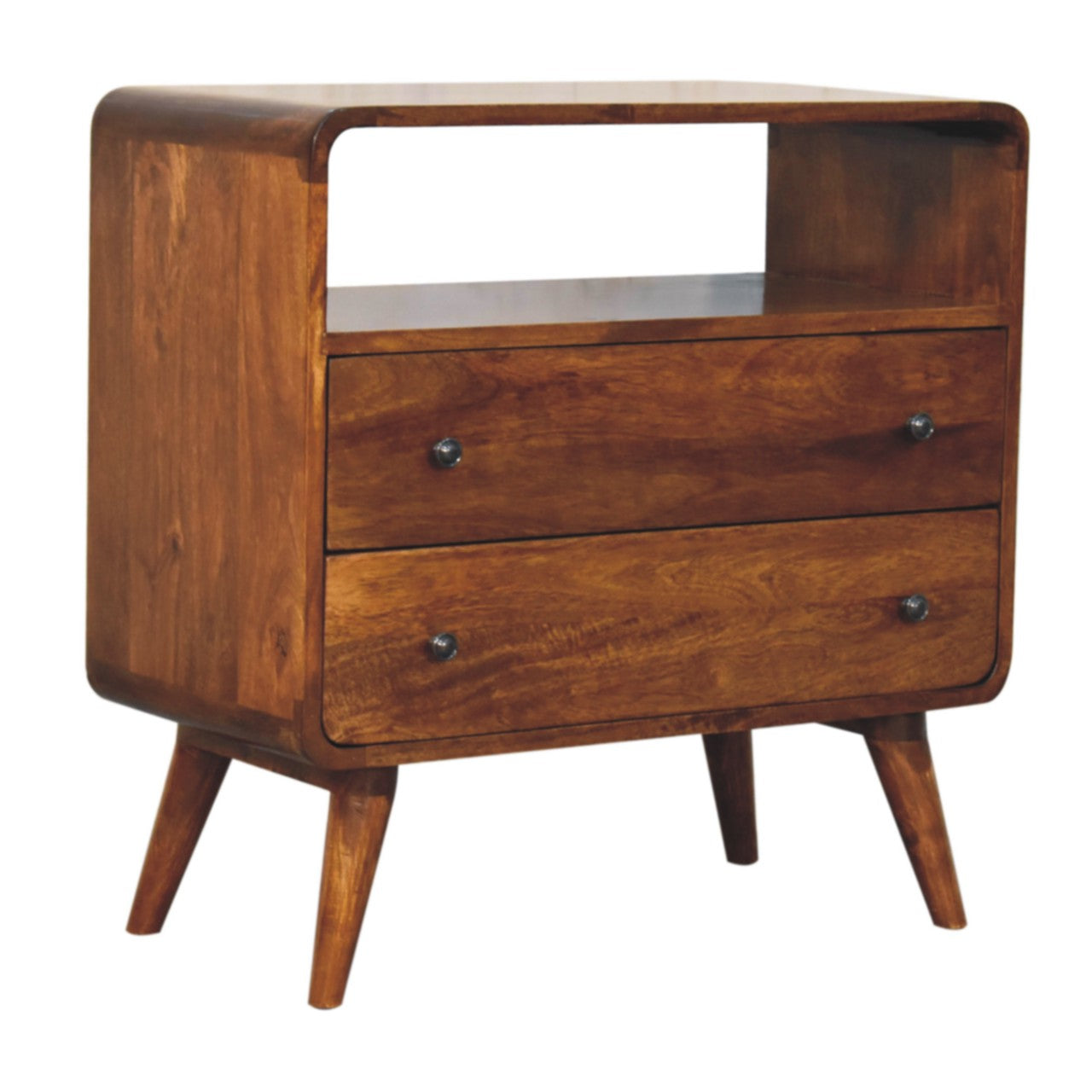 Curved Nordic Charm Console. 100% Solid Mango Wood