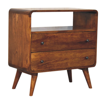 Curved Nordic Charm Console. 100% Solid Mango Wood
