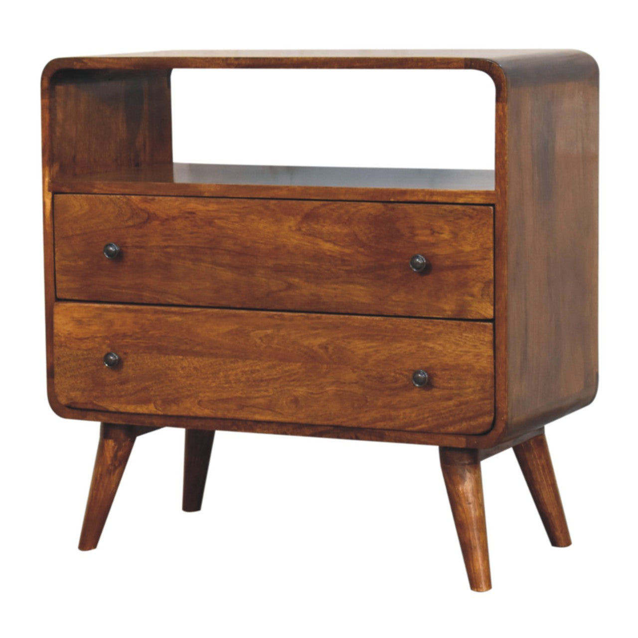 Curved Nordic Charm Console. 100% Solid Mango Wood