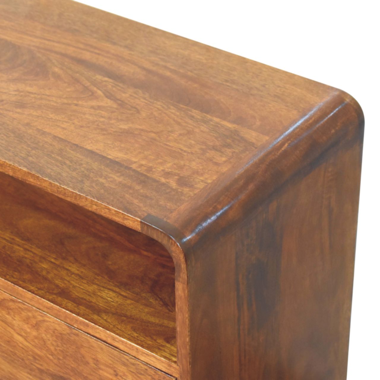 Curved Nordic Charm Console. 100% Solid Mango Wood