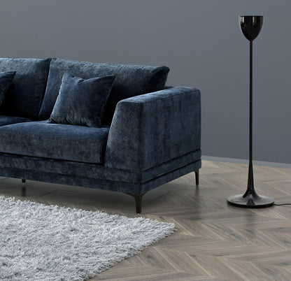 Aluxo Lenox Sofa Range in Aegean Blue Velvet 2 and 3 seater
