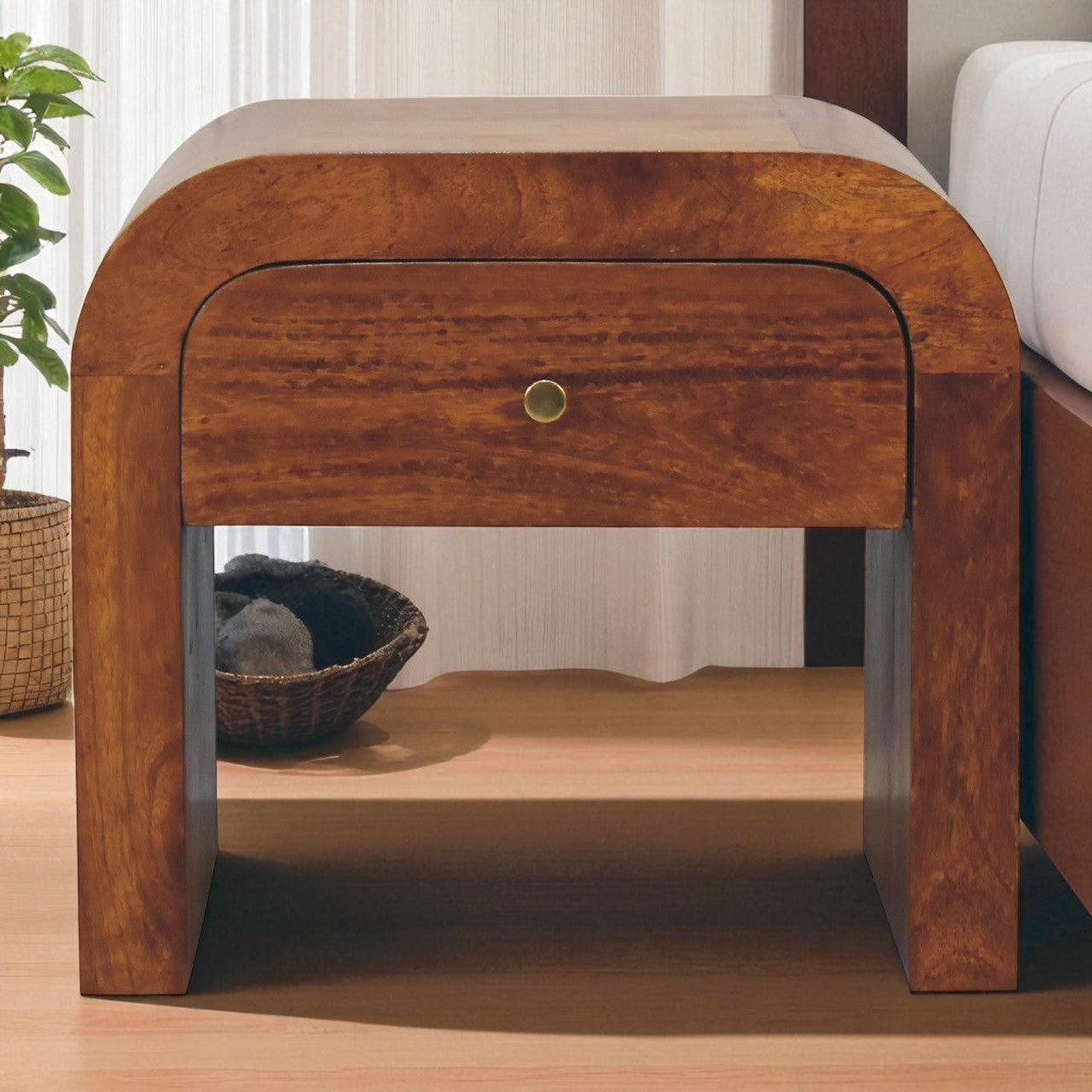 Darcy Chestnut Bedside. 100% Solid Mango Wood