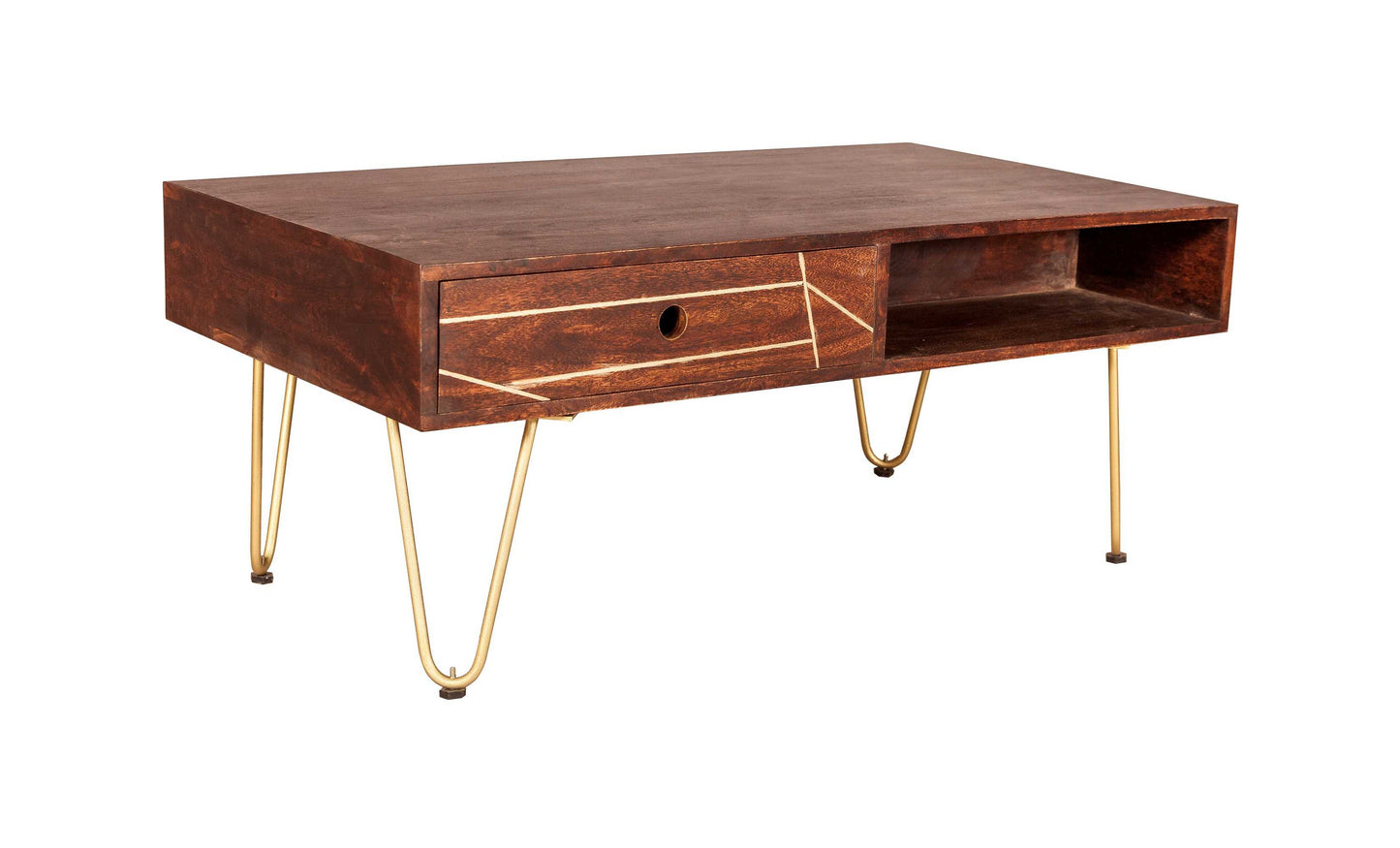 Dark Gold Coffee Table. 100% Solid Mango Wood