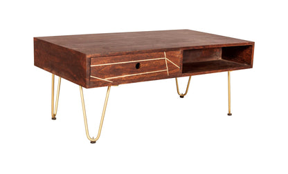 Dark Gold Coffee Table. 100% Solid Mango Wood