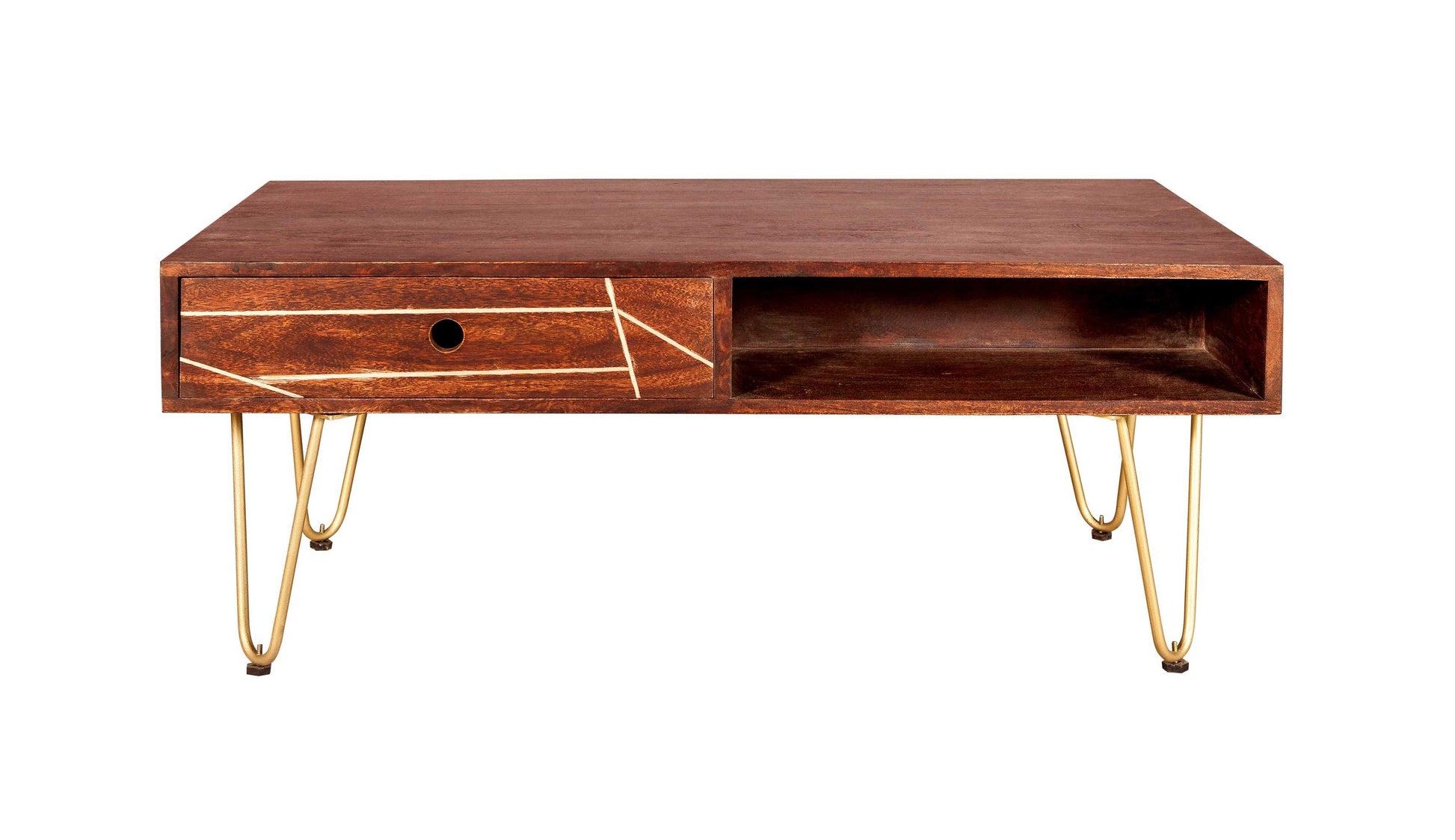 Dark Gold Coffee Table. 100% Solid Mango Wood