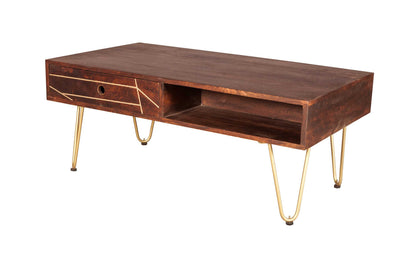 Dark Gold Coffee Table. 100% Solid Mango Wood