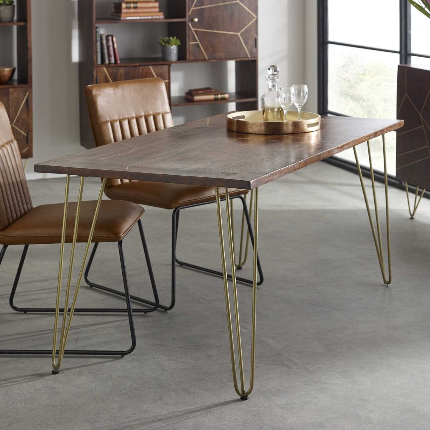 Dark Gold Dining Table. 100% Solid Mango Wood.