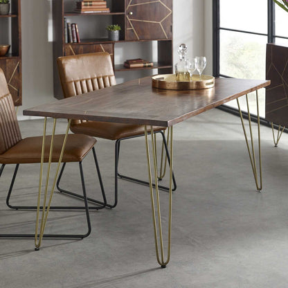 Dark Gold Dining Table. 100% Solid Mango Wood.