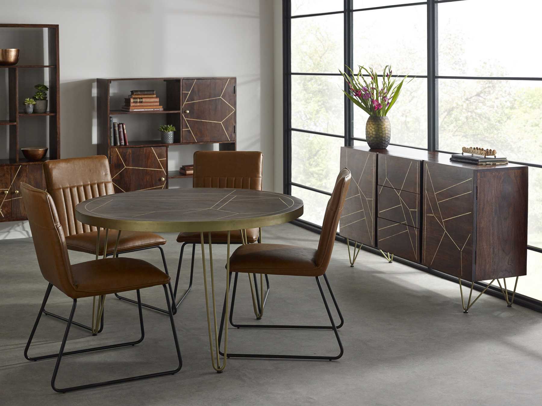 Dark Gold Dining Table. 100% Solid Mango Wood