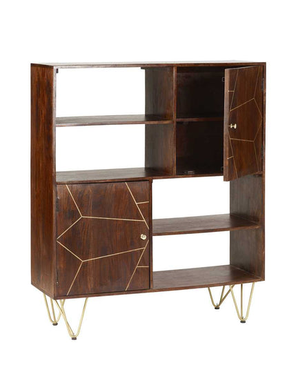 Dark Gold Display Cabinet. 100% Solid Mango Wood