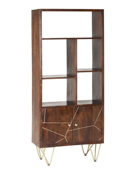 Dark Gold Large Bookcase. 100% Solid Mango Wood
