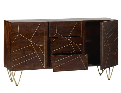 Dark Gold Large Sideboard. 100% Solid Mango Wood.