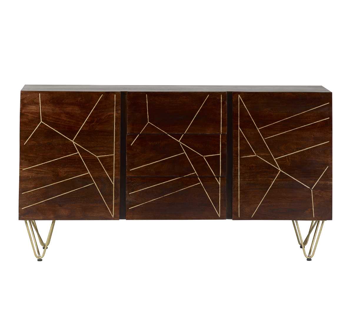 Dark Gold Large Sideboard. 100% Solid Mango Wood.