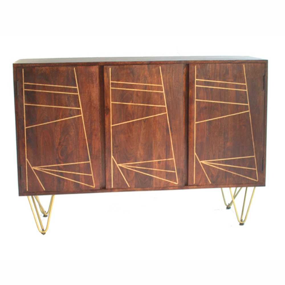 Dark Gold Large Sideboard. 100% Solid Mango Wood