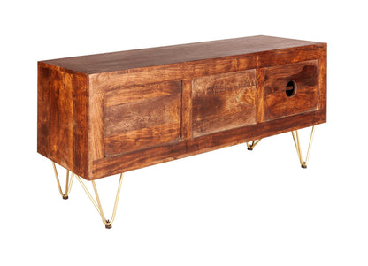 Dark Gold Media Unit. 100% Solid Mango Wood