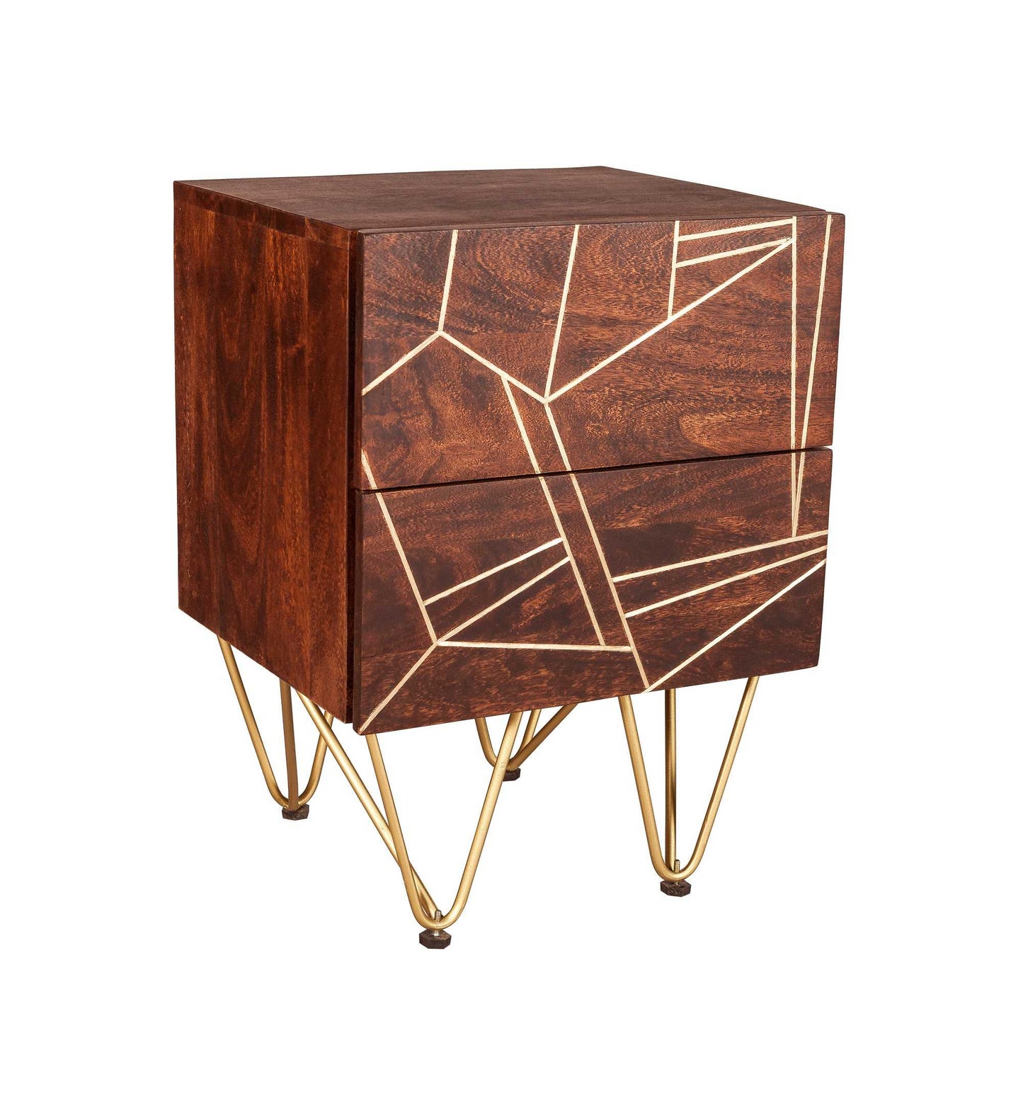 Dark Gold  Side Table. 100% Solid Mango Wood.