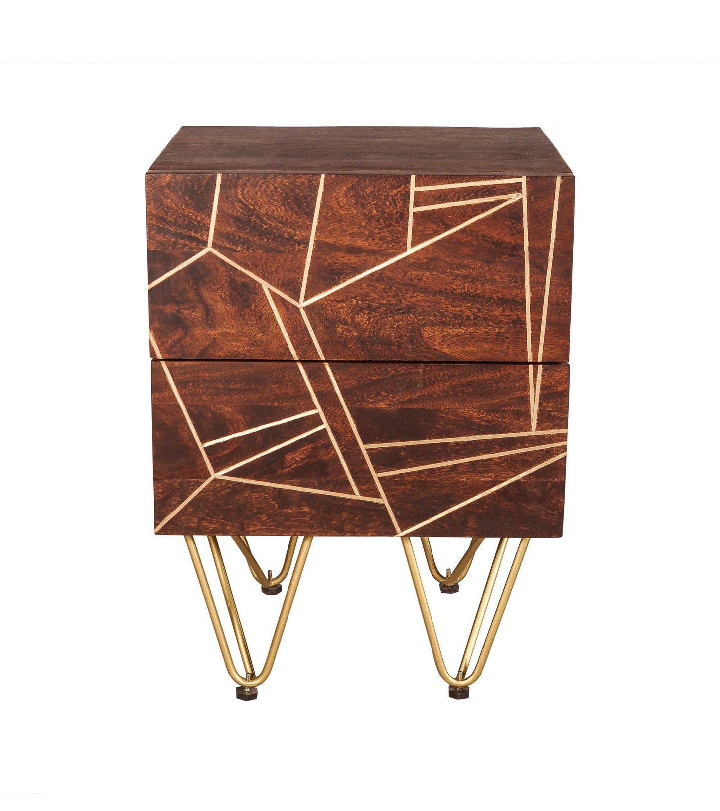 Dark Gold  Side Table. 100% Solid Mango Wood.