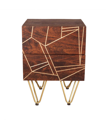 Dark Gold  Side Table. 100% Solid Mango Wood.