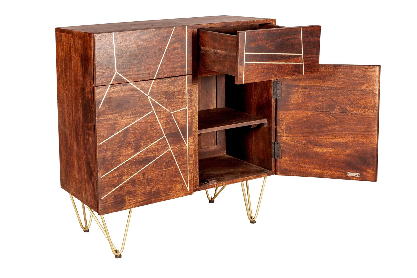 Dark Gold  Sideboard. 100% Solid Mango Wood