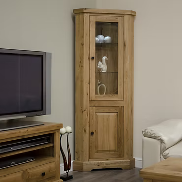 Deluxe Corner Display Unit  100% Solid Oak