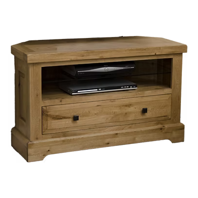 Deluxe Corner TV Unit 100% Solid Oak