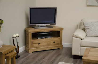 Deluxe Corner TV Unit 100% Solid Oak
