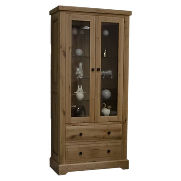 Deluxe Glass Display Cabinet 100% Solid Oak