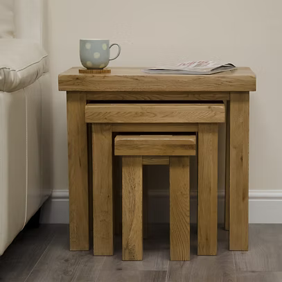 Deluxe Nest of Tables 100% Solid Oak