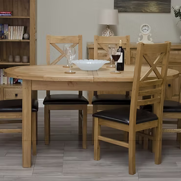 Deluxe Oval Extending Dining Table . 100% Solid Oak