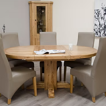 Deluxe Round Extending Table 1250+(1x550)  100% Solid Oak