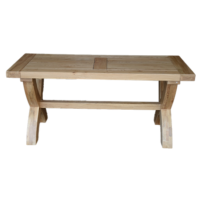 Deluxe Small X-Leg Bench 100% Solid Oak