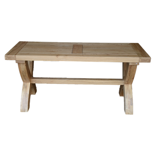 Deluxe Small X-Leg Bench 100% Solid Oak