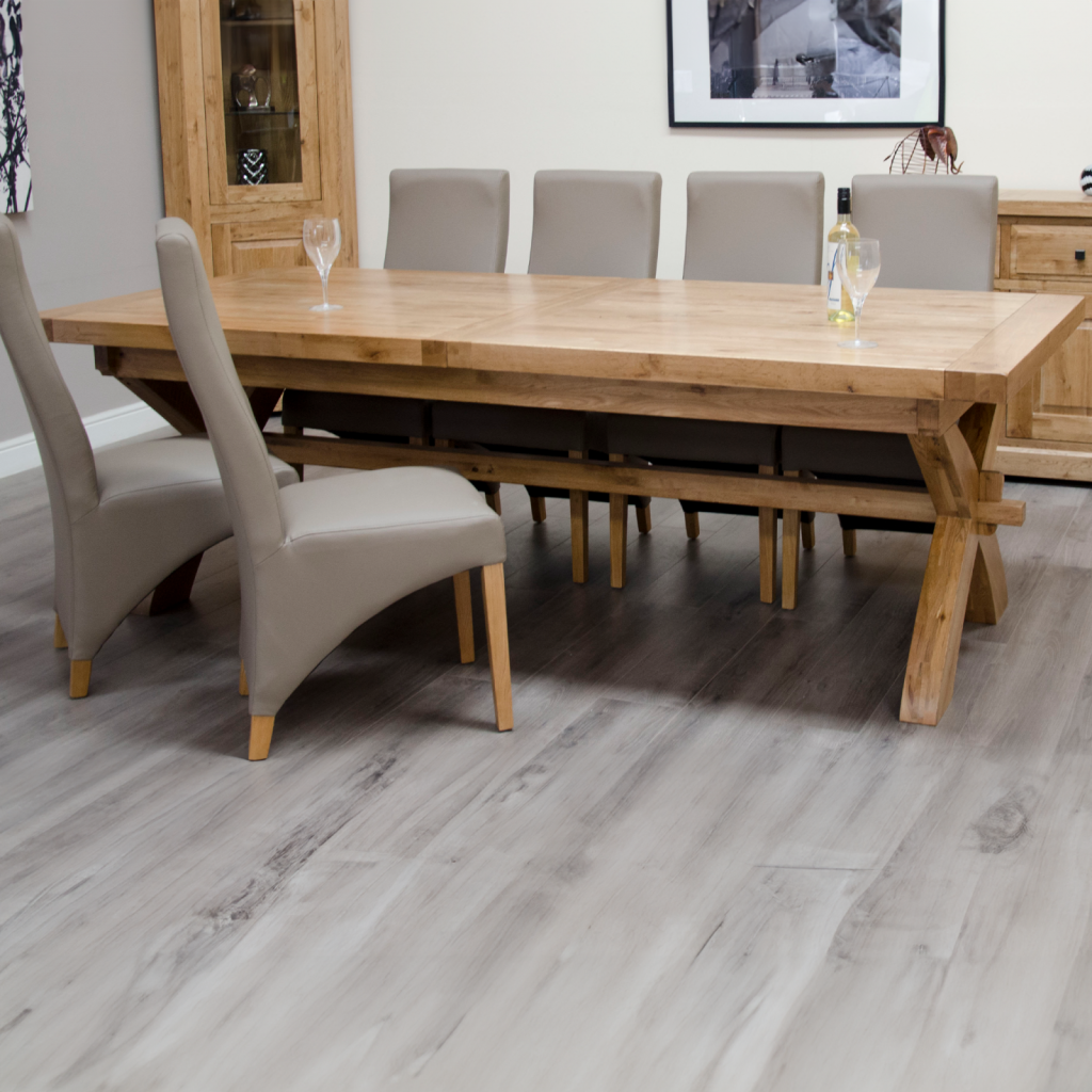 Deluxe Super X-Leg Extending Table. 100% Solid Oak