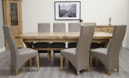 Deluxe Super X-Leg Extending Table. 100% Solid Oak