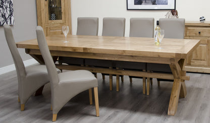 Deluxe Super X-Leg Extending Table. 100% Solid Oak