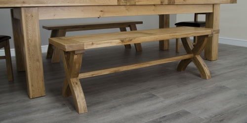 Deluxe X-Leg Bench 100% Solid Oak1