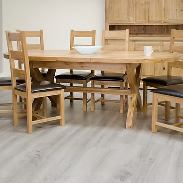 Deluxe X-Leg Oval Extending Table. 100% Solid Oak
