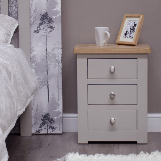 Diamond 3 Drawer Bedside painted pine