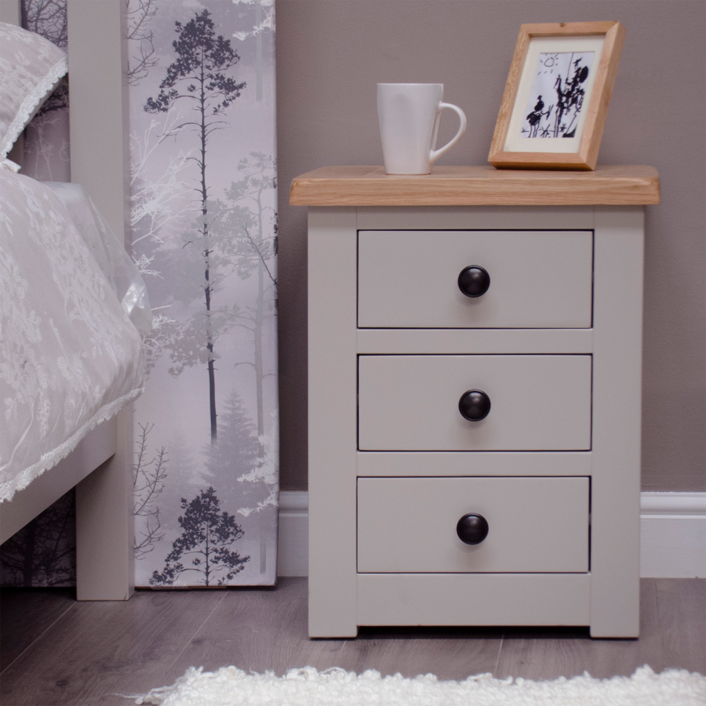 Diamond 3 Drawer Bedside painted pine
