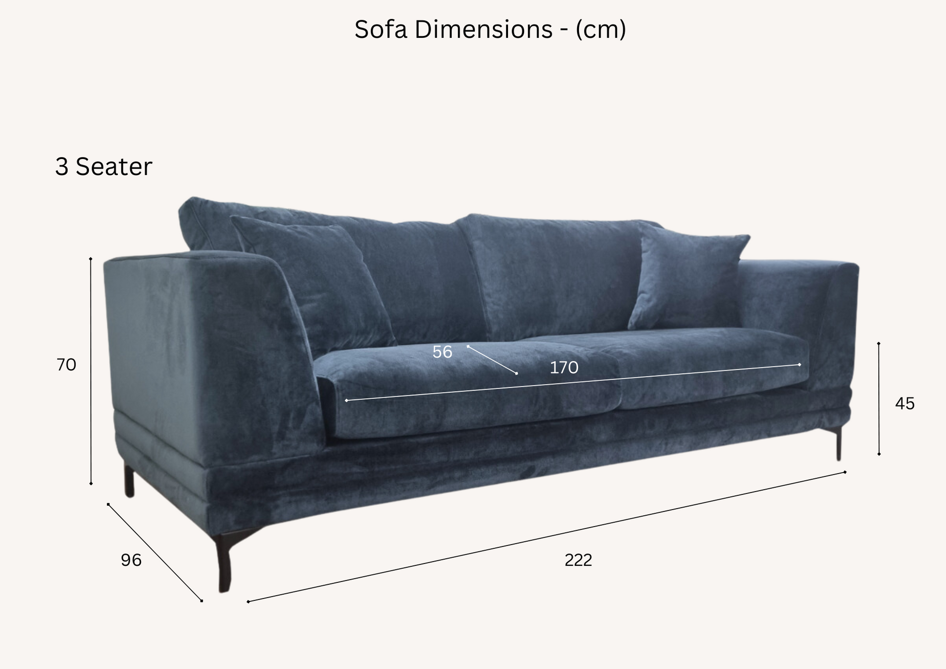 Aluxo Lenox Sofa Range in Aegean Blue Velvet 2 and 3 seater
