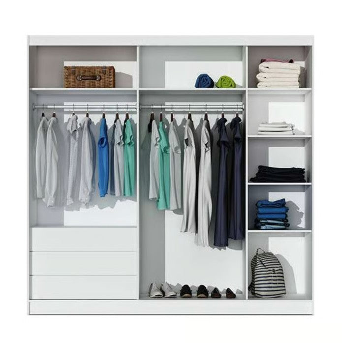 Bold Sophistication: Dubai 226cm Sliding Wardrobe in White with Black Glass Accent