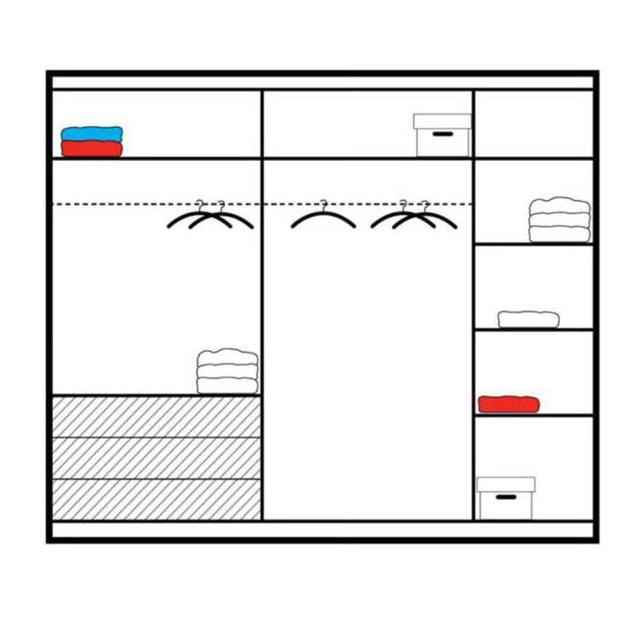 Bold Sophistication: Dubai 226cm Sliding Wardrobe in White with Black Glass Accent